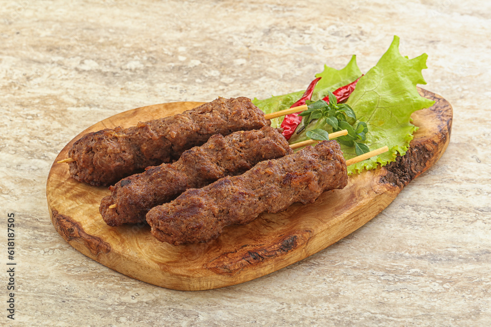 Beef kebab skewer minced meat