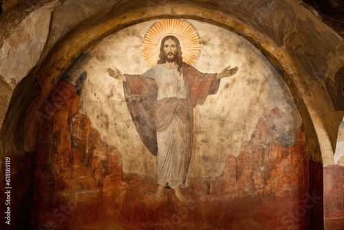The Resurrection of Jesus. Christian concept interpretation. Artwork