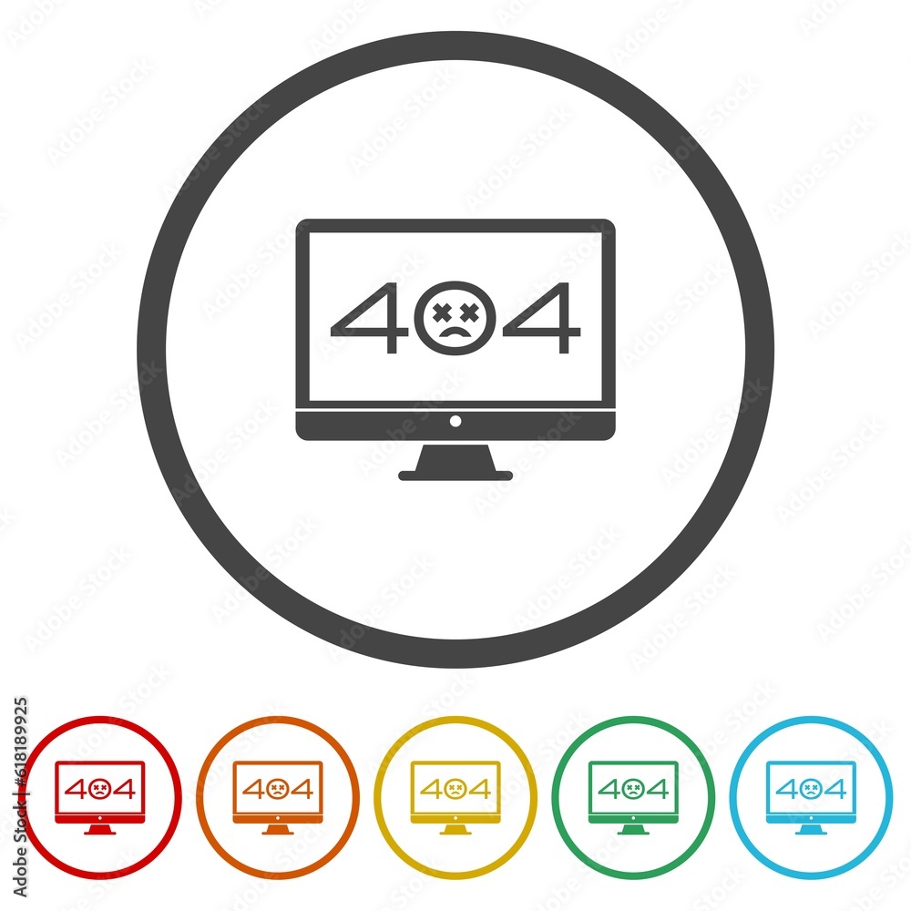 Display with error message icon. Set icons in color circle buttons Display with error message icon. Set icons in color circle buttons