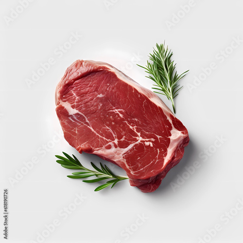 Beautiful raw beef steak on white background. Raw beef steaks texture backdrop
