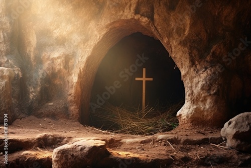 Jesus's empty tomb. A christian conceptual interpretation photo