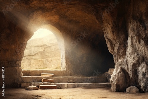 Wallpaper Mural Entrance to the cave with light from the sun. Natural background. Jesus's empty tomb Torontodigital.ca