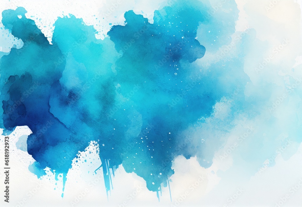 Blue watercolor Abstract background on white paper. High quality photo