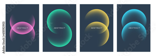 Set of vibrant color gradient round shapes. Futuristic abstract backgrounds with bright colored spheres for creative graphic design. Vector illustration.