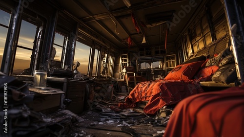 Cabin of a truck injured during