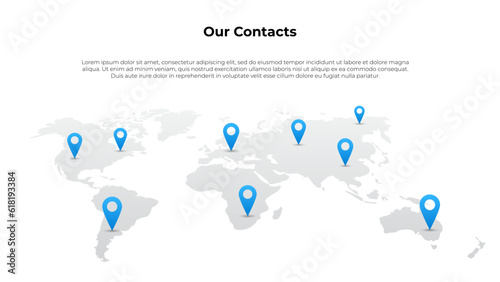 Illustration for a slide with contacts and branches around the world