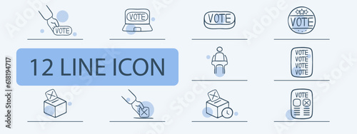 Voting Icon. Voting, ballot, elections, deputy, president, party, democracy, equality of votes. Pastel color background. Vector 12 line icon