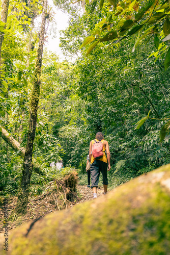 hiking in the woods