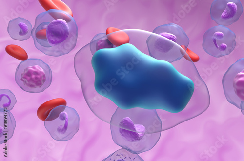 Paracetamol (Acetaminophen, TYL) molecule in the blood flow - closeup view 3d illustration © LASZLO