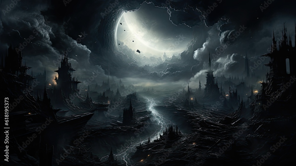 Fototapeta premium A city inside a black hole