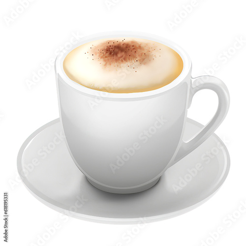 Coffee latte digital illustration icon, digital oil pain style, isolated, hand drawn food illustration