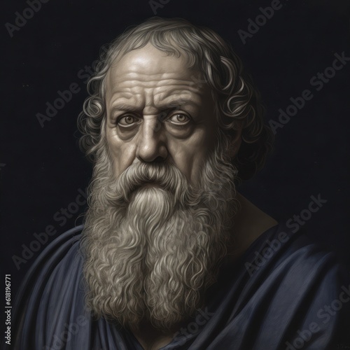 An artistic interpretation of a portrait of Plato, the renowned ancient Greek philosopher photo