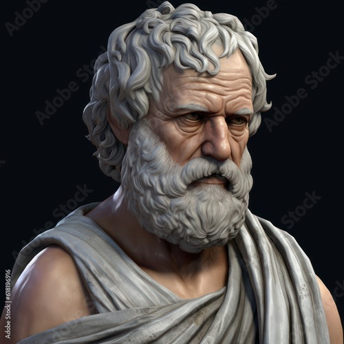 An artistic interpretation of a portrait of Thales, the renowned ancient Greek philosopher photo