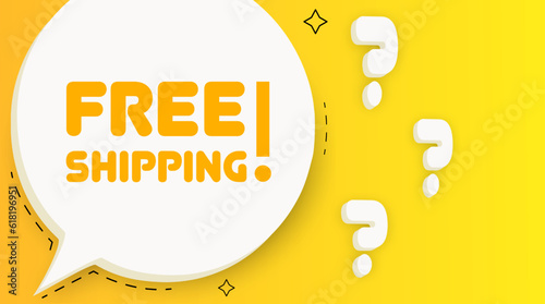 Free shipping banner. Speech bubble with Free shipping text. Business concept. 2d illustration. Pop art style. Vector line icon for Business