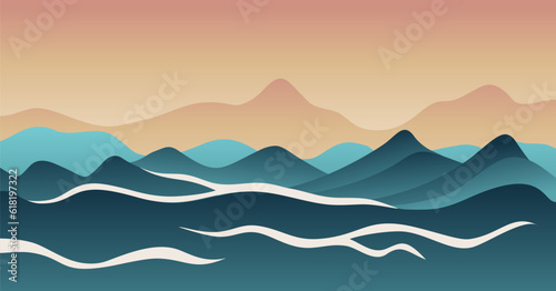 Beautiful mountain landscape made from wavy shapes