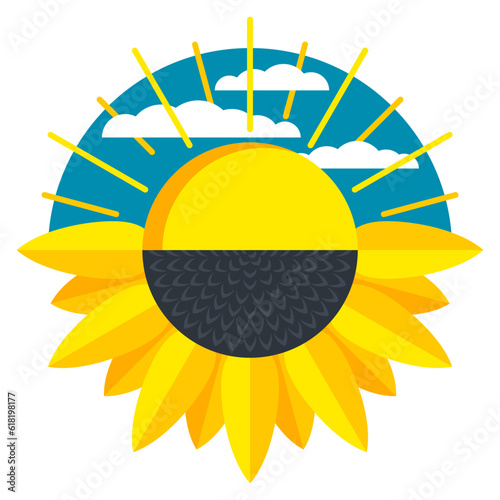 Sunflower oil production - half sun half flower