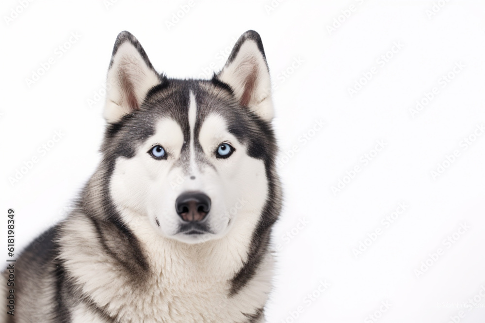 Siberian Husky dog on white background