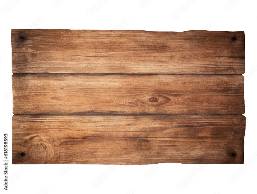 Empty wooden sign isolated on transparent or white background, png