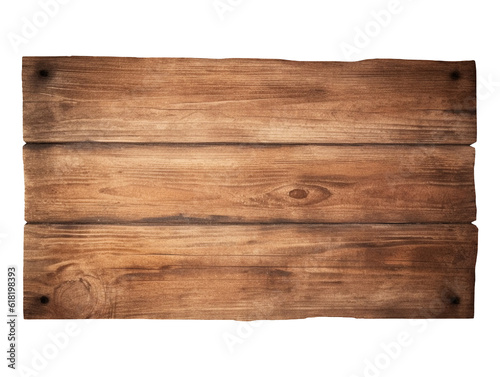 Empty wooden sign isolated on transparent or white background, png