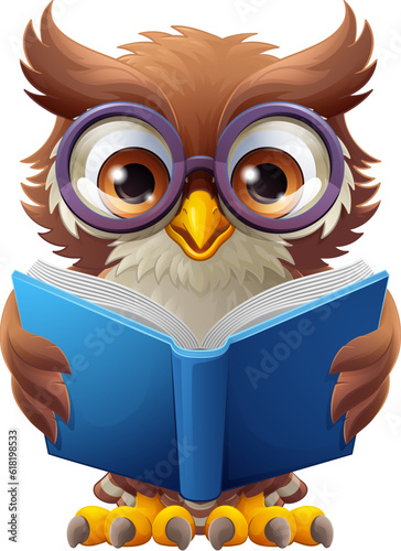 A wise owl bird cartoon cut...