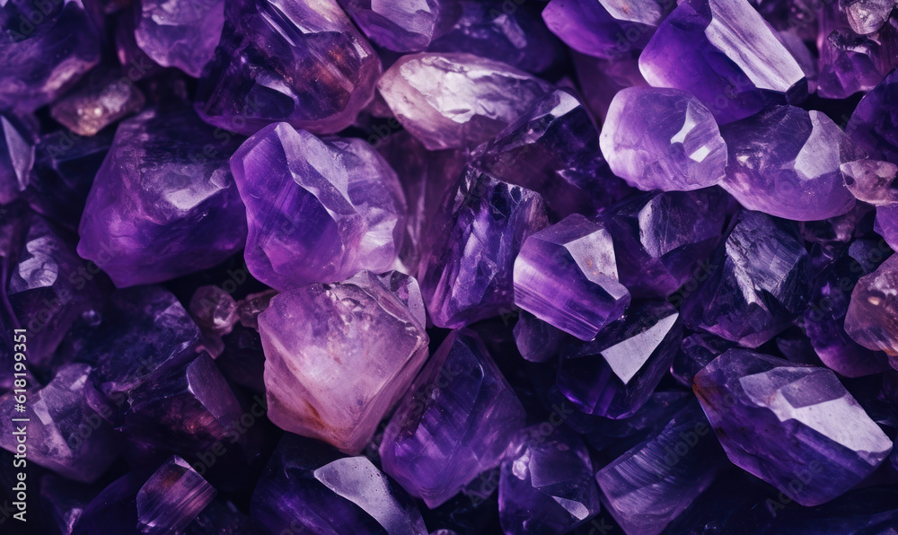 Background of amethyst stones. Purple banner of minerals. For postcard, book illustration. Background of amethyst stones. Purple banner of minerals. For postcard, book illustration.