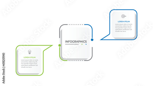 Thin line process business infographic with square template. Vector illustration. Process timeline with 2 options, steps or sections.