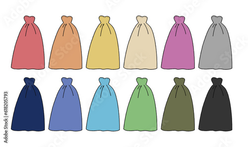 カラードレスのイラストセット