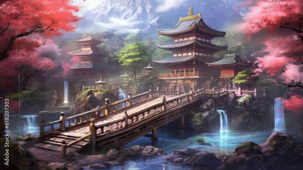 Fototapeta premium Japan fantasy style scene art