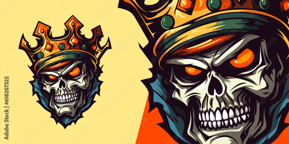 Obraz premium Zombie King Crown Logo: Unique Vector Graphic for Sports & E-Sport Teams