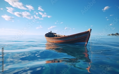 Belle barque vintage voguant sur la mer