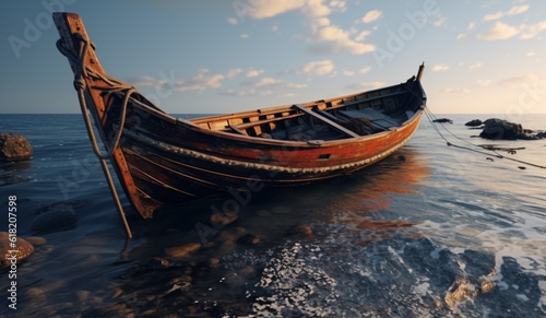 Belle barque au bord de l'eau