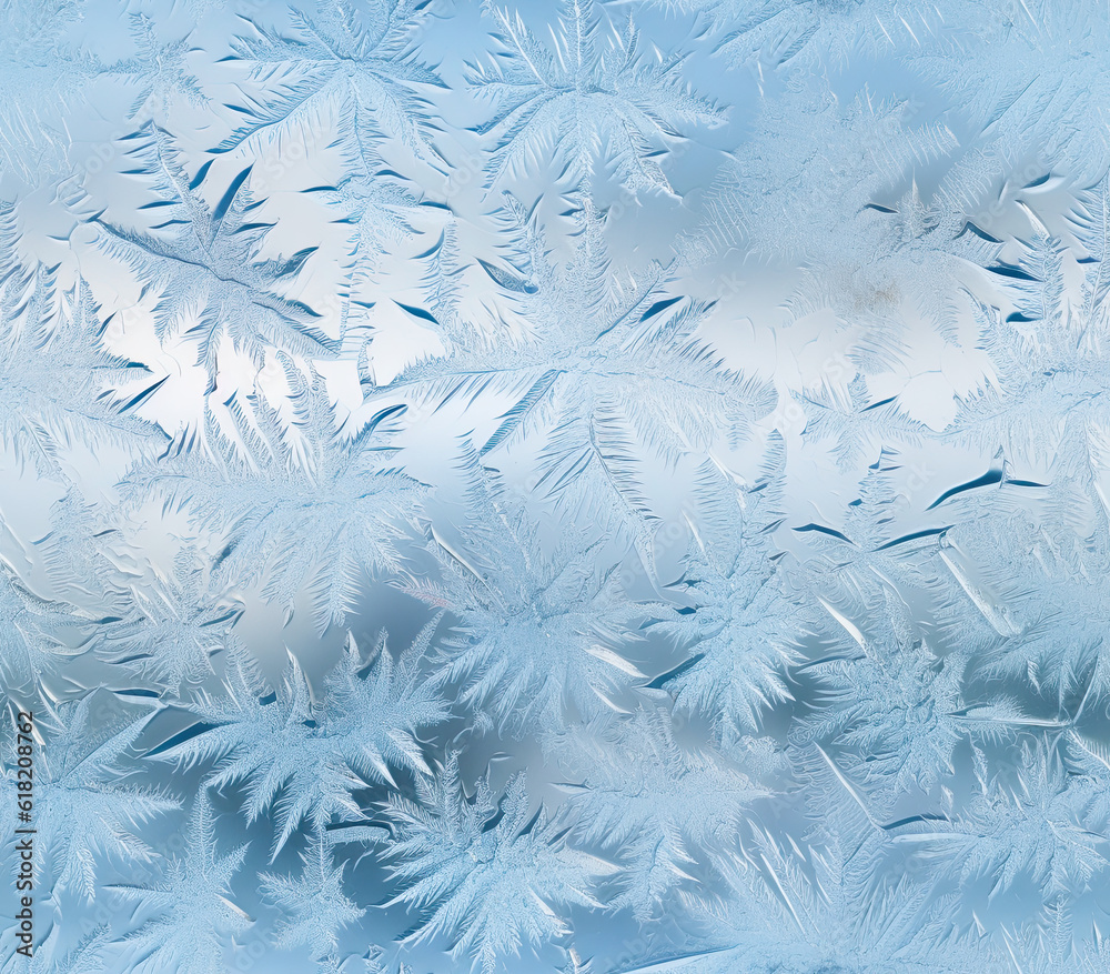 Winter frost on glass,  cold winter background