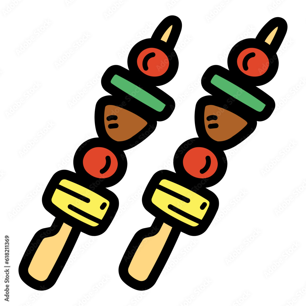 Fototapeta premium BBQ filled outline icon style