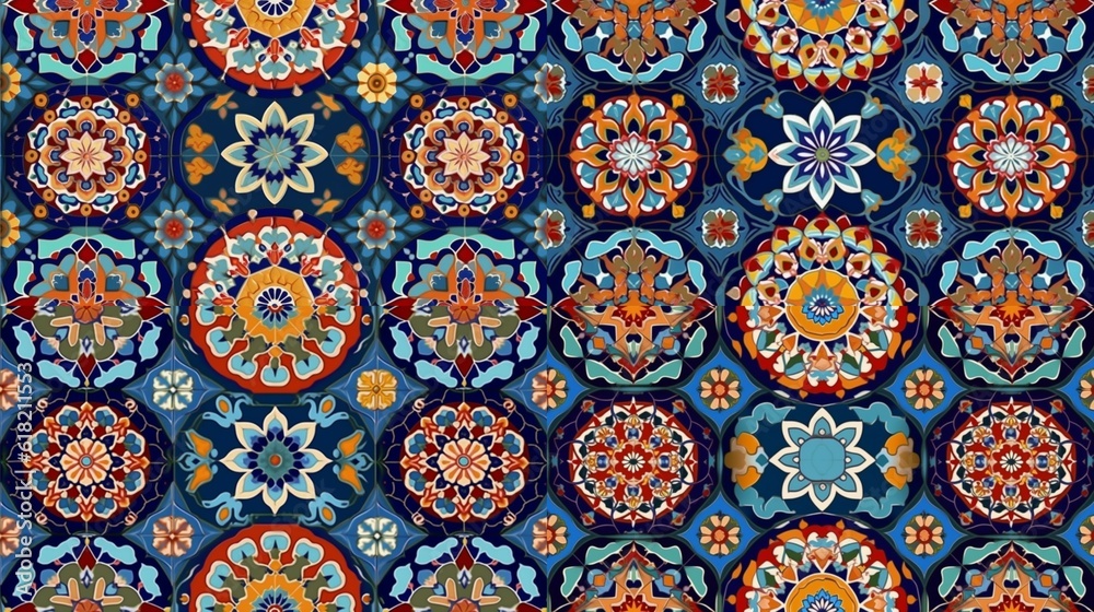 Colorful seamless pattern islamic background.Abstract.Generative AI Colorful seamless pattern islamic background.Abstract.Generative AI