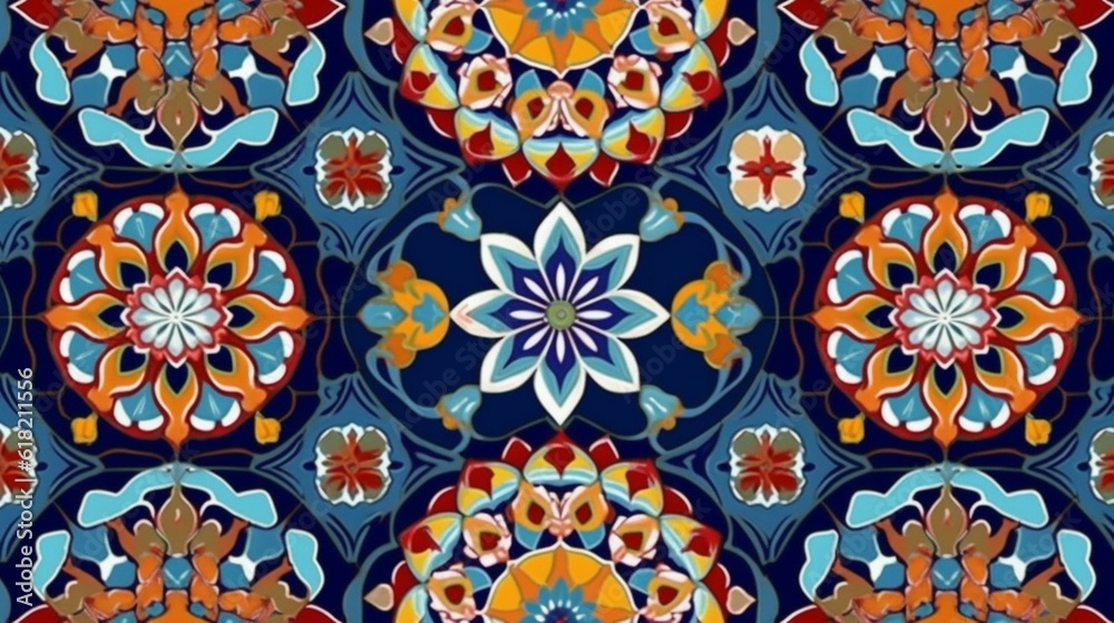Colorful seamless pattern islamic background.Abstract.Generative AI Colorful seamless pattern islamic background.Abstract.Generative AI
