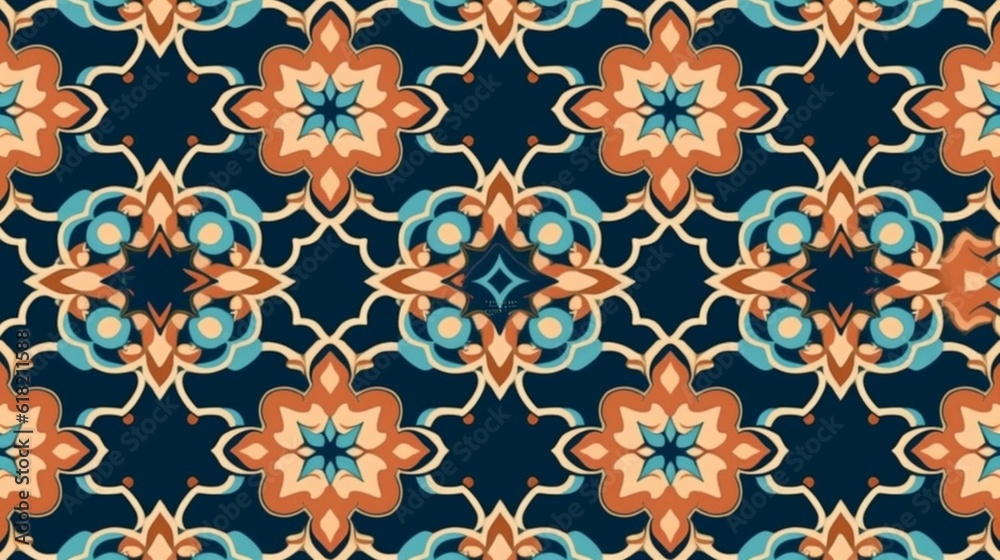 Colorful seamless pattern islamic background.Abstract.Generative AI Colorful seamless pattern islamic background.Abstract.Generative AI