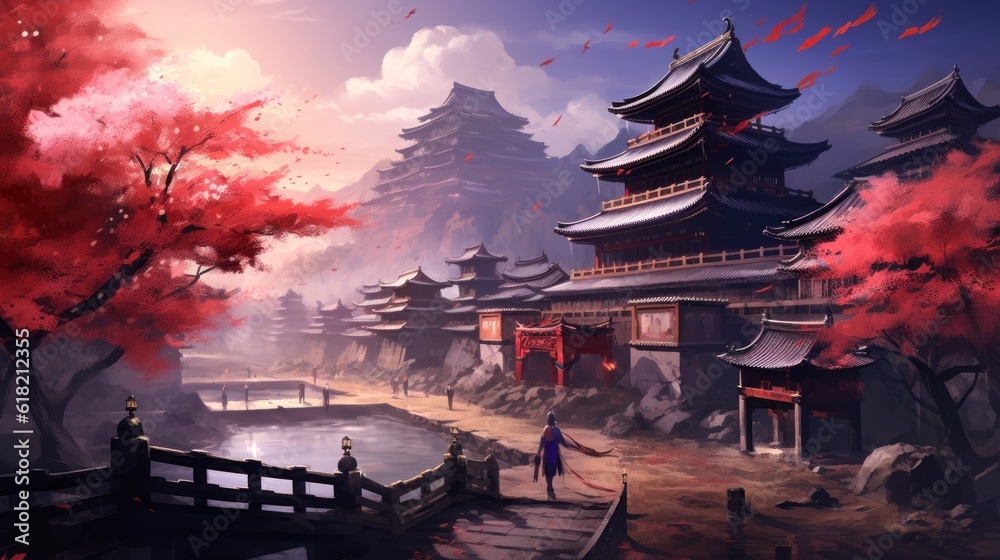 Obraz premium Japan fantasy style scene art