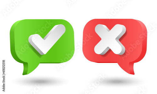Bubble chat tick cross yes no app icon. Volume button yes and no, confirm reject, 3d button. Icon for the application. Agree, disagree, exit, continue.