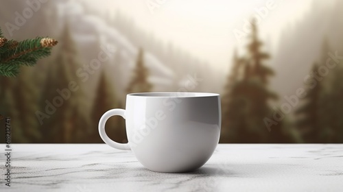 blank white coffee cup mockup with an aesthetic background, Generative ai