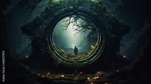 A mysterious portal in a mystical fores. High quality illustration photo