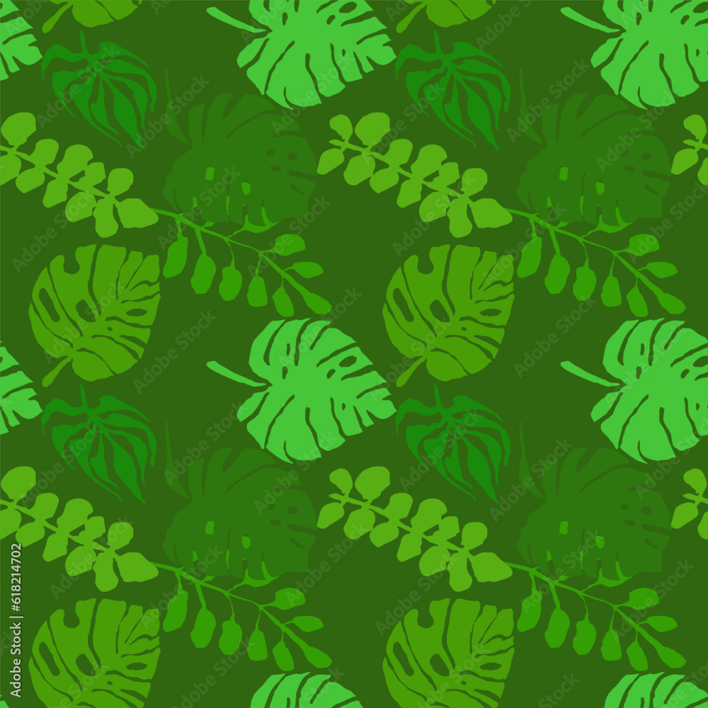 Tropic Palm Leaves Seamless Artwork Pattern. Tropic Palm Leaves Seamless Artwork Pattern.