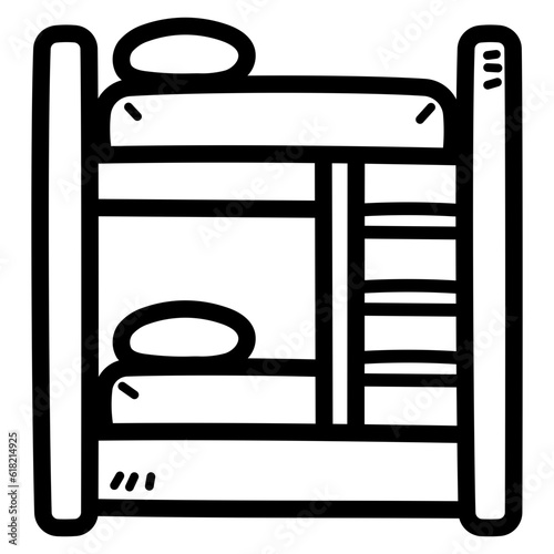 bunk bed line icon style