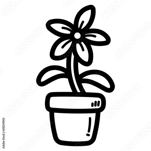 flowerpot line icon style