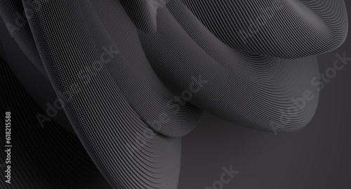 3d render of abstract high detailed shape. Black futuristic background.	 photo