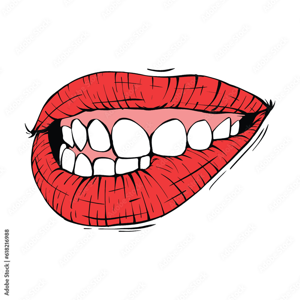 red female lips sketch vector illustration line art red female lips sketch vector illustration line art