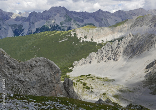 scenic panorama of the beautiful Dolomite mountains in summer