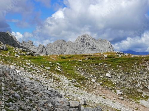 scenic panorama of the beautiful Dolomite mountains in summer © tiziana