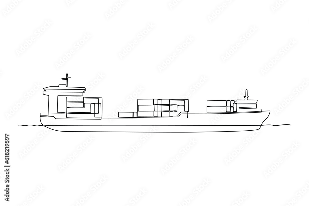 Continuous one line drawing distribution and logistic concept. Single line draw design vector graphic illustration.