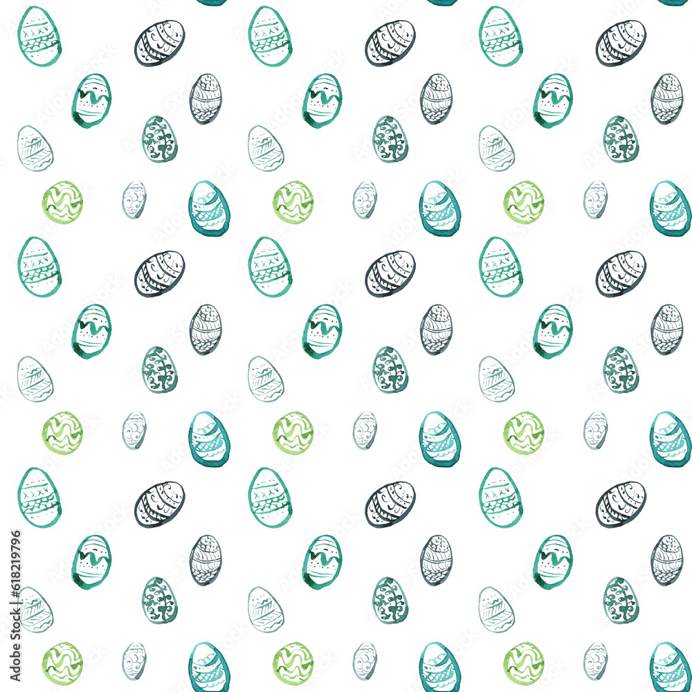 Seamless texture with Easter motif assembled from watercolor components. Seamless texture with Easter motif assembled from watercolor components.