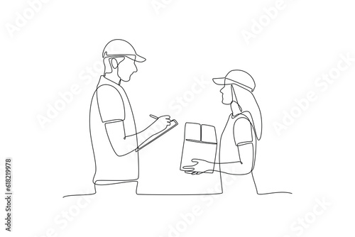 Continuous one line drawing distribution and logistic concept. Single line draw design vector graphic illustration.
